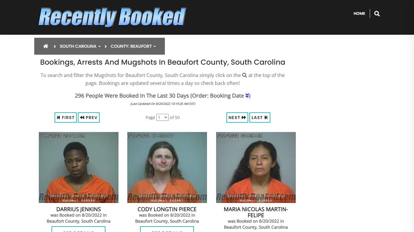 Bookings, Arrests and Mugshots in Beaufort County, South Carolina